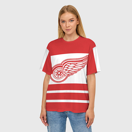 Женская футболка оверсайз Detroit Red Wings / 3D-принт – фото 3
