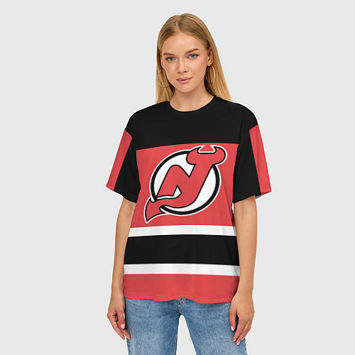 Женская футболка оверсайз New Jersey Devils / 3D-принт – фото 3
