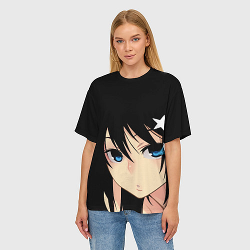 Женская футболка оверсайз Black Rock Shooter - глаза Мато Курои / 3D-принт – фото 3
