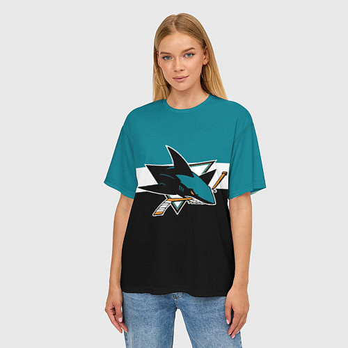 Женская футболка оверсайз San Jose Sharks / 3D-принт – фото 3