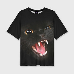 Женская футболка оверсайз Черный кот