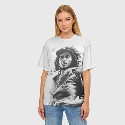 Женская футболка оверсайз Молодой Боб Марли / 3D-принт – фото 3