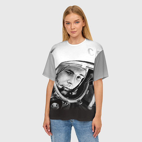 Женская футболка оверсайз Юрий Гагарин / 3D-принт – фото 3