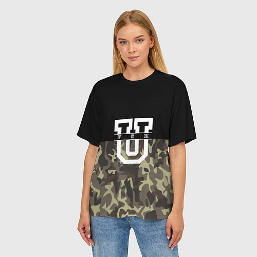 Женская футболка оверсайз FCK U: Camo / 3D-принт – фото 3