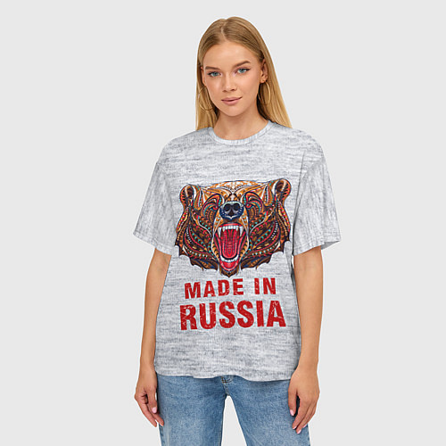 Женская футболка оверсайз Bear: Made in Russia / 3D-принт – фото 3