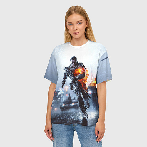 Женская футболка оверсайз Battlefield Multiplayer / 3D-принт – фото 3