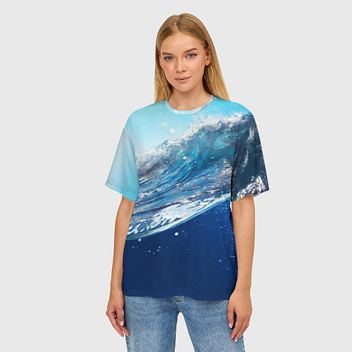 Женская футболка оверсайз Стихия воды / 3D-принт – фото 3