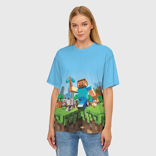 Женская футболка оверсайз Minecraft Summer / 3D-принт – фото 3