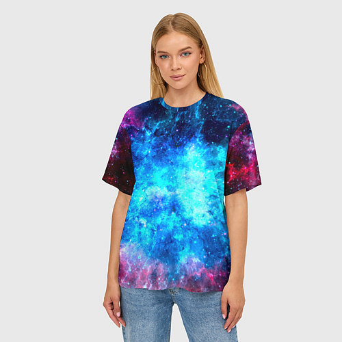Женская футболка оверсайз Голубая вселенная / 3D-принт – фото 3