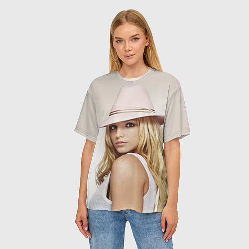 Женская футболка оверсайз Бритни Спирс в розовой шляпе / 3D-принт – фото 3