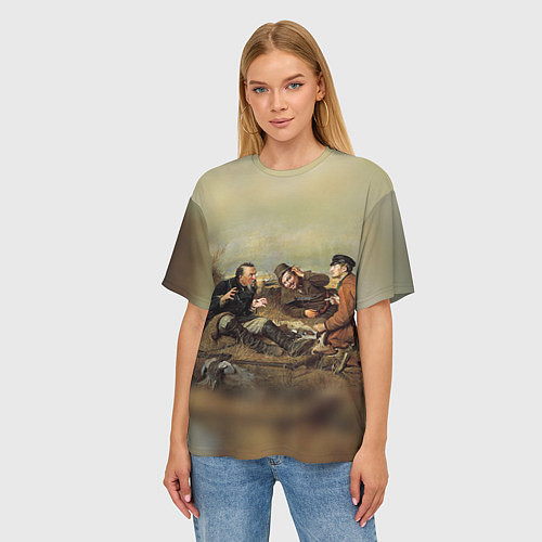 Женская футболка оверсайз Русские охотники / 3D-принт – фото 3