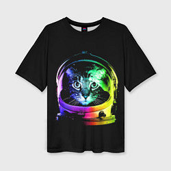 Футболка оверсайз женская Кот космонавт, цвет: 3D-принт