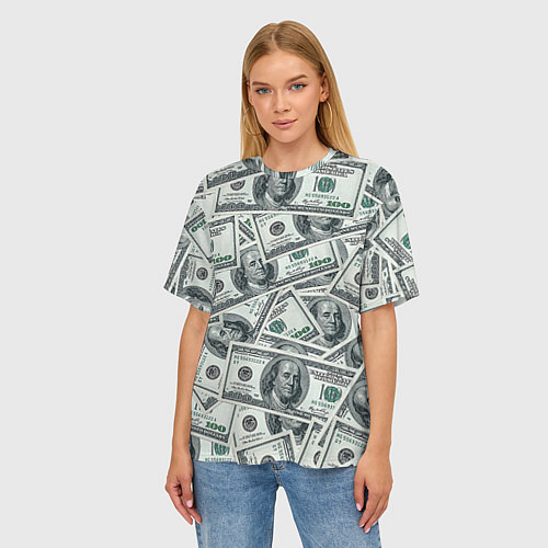 Женская футболка оверсайз Банкноты / 3D-принт – фото 3