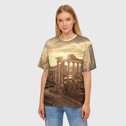 Женская футболка оверсайз Римское солнце / 3D-принт – фото 3
