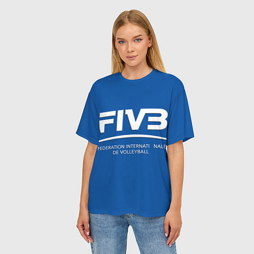 Женская футболка оверсайз Волейбол FIVB / 3D-принт – фото 3