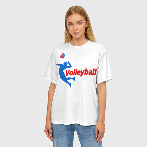 Женская футболка оверсайз Волейболист в прыжке / 3D-принт – фото 3