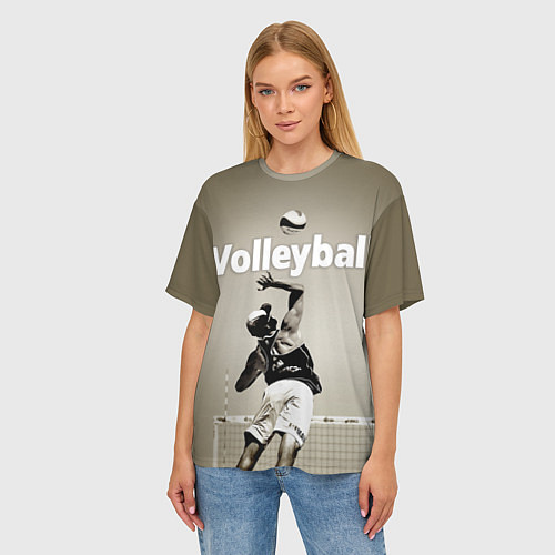 Женская футболка оверсайз Волейбол - удар в прыжке / 3D-принт – фото 3