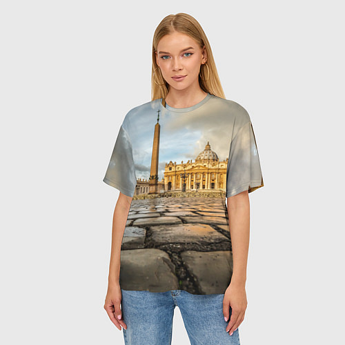 Женская футболка оверсайз Площадь святого Петра / 3D-принт – фото 3
