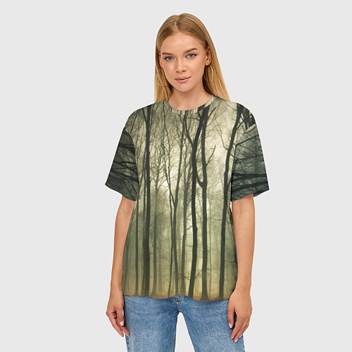 Женская футболка оверсайз Чарующий лес / 3D-принт – фото 3