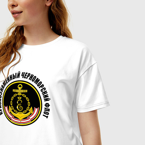 Женская футболка оверсайз Краснознам черноморский флот / Белый – фото 3