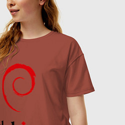 Футболка оверсайз женская Debian, цвет: кирпичный — фото 2