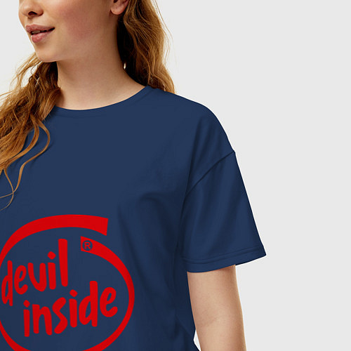 Женская футболка оверсайз Devil Inside / Тёмно-синий – фото 3