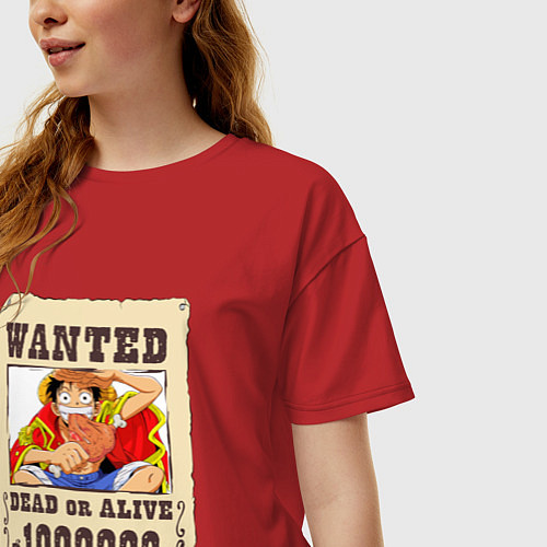 Женская футболка оверсайз Wanted Luffy / Красный – фото 3