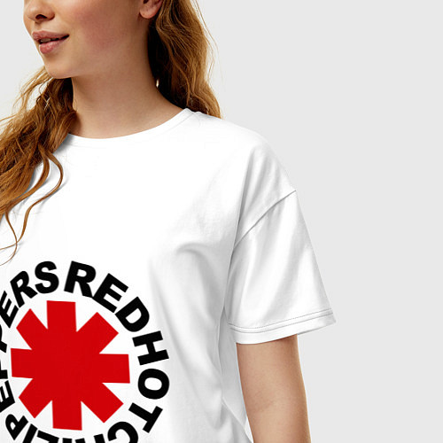 Женская футболка оверсайз Red Hot Chili Peppers / Белый – фото 3