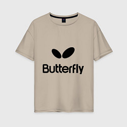Футболка оверсайз женская Butterfly Logo, цвет: миндальный