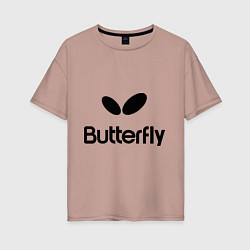 Футболка оверсайз женская Butterfly Logo, цвет: пыльно-розовый