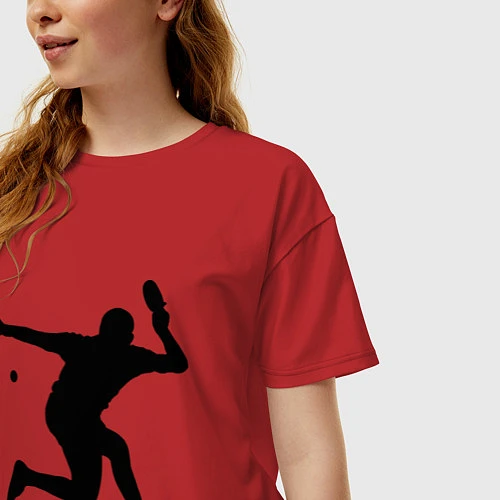 Женская футболка оверсайз Table tennis training / Красный – фото 3
