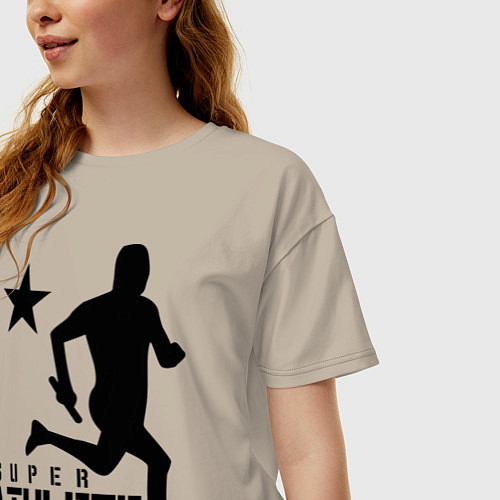 Женская футболка оверсайз Лёгкая атлетика / Миндальный – фото 3