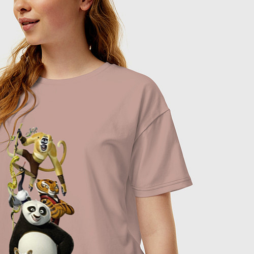 Женская футболка оверсайз Панда с друзьями / Пыльно-розовый – фото 3
