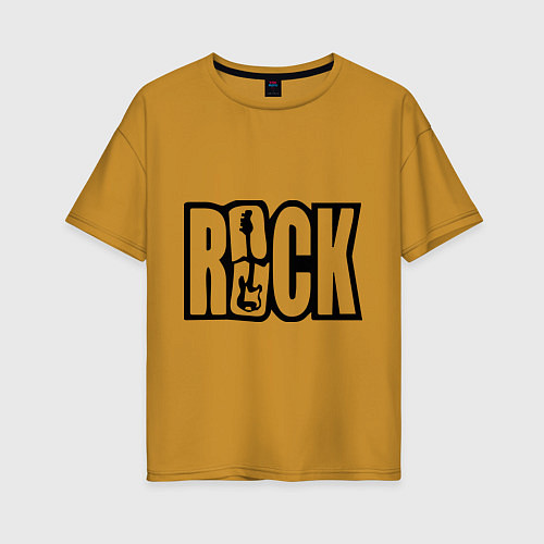 Женская футболка оверсайз Rock Logo / Горчичный – фото 1