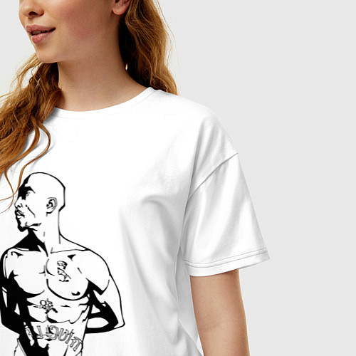 Женская футболка оверсайз 2pac / Белый – фото 3