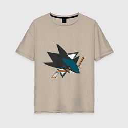 Футболка оверсайз женская San Jose Sharks, цвет: миндальный