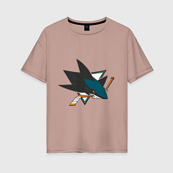 Футболка оверсайз женская San Jose Sharks, цвет: пыльно-розовый