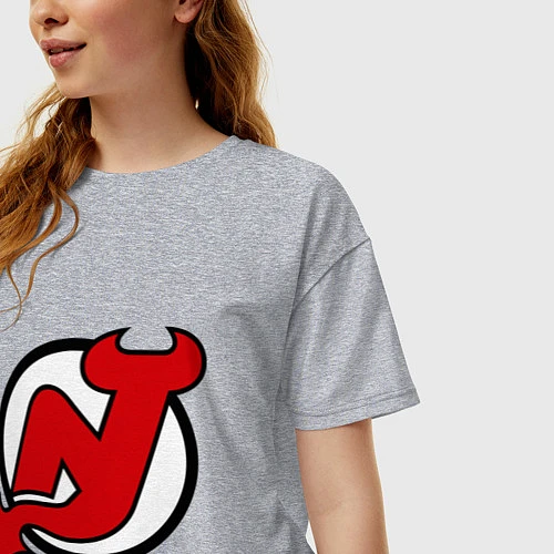 Женская футболка оверсайз New Jersey Devils / Меланж – фото 3