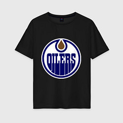 Футболка оверсайз женская Edmonton Oilers, цвет: черный