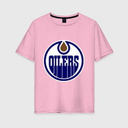 Футболка оверсайз женская Edmonton Oilers цвета светло-розовый — фото 1
