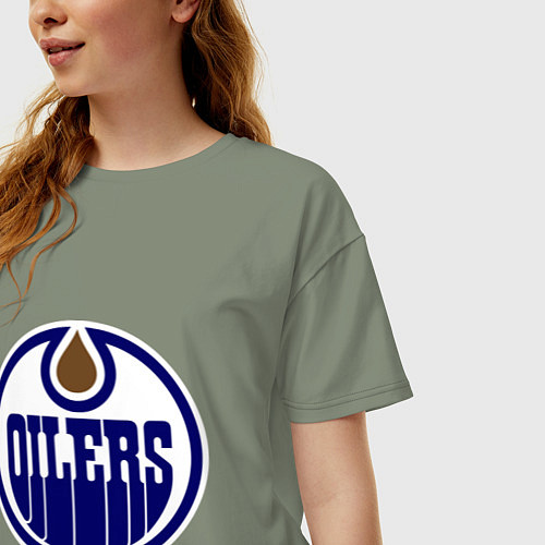 Женская футболка оверсайз Edmonton Oilers / Авокадо – фото 3