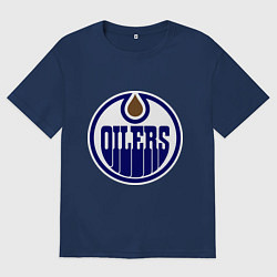 Футболка оверсайз женская Edmonton Oilers, цвет: тёмно-синий