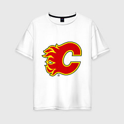Футболка оверсайз женская Calgary Flames, цвет: белый