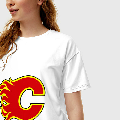 Женская футболка оверсайз Calgary Flames / Белый – фото 3