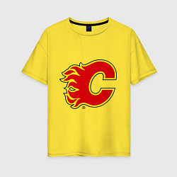 Футболка оверсайз женская Calgary Flames, цвет: желтый