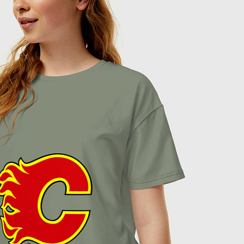 Женская футболка оверсайз Calgary Flames / Авокадо – фото 3