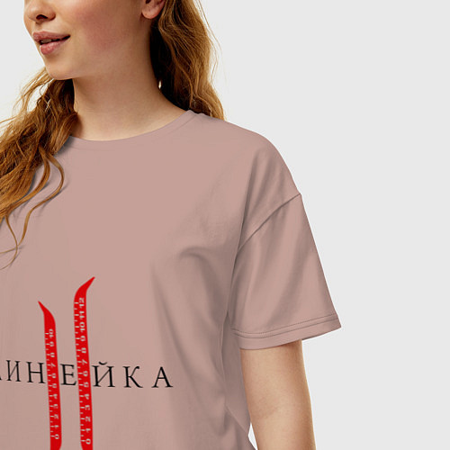 Женская футболка оверсайз Линейка / Пыльно-розовый – фото 3