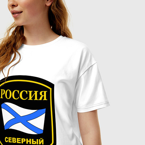 Женская футболка оверсайз Северный флот / Белый – фото 3