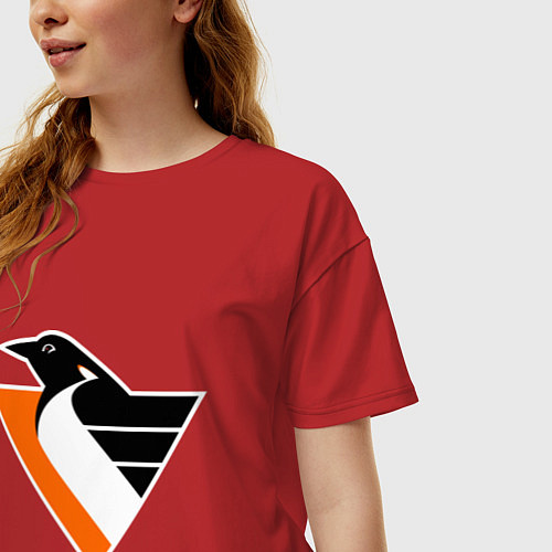 Женская футболка оверсайз Pittsburgh Penguins / Красный – фото 3