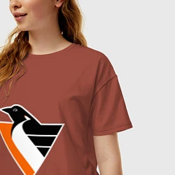Футболка оверсайз женская Pittsburgh Penguins, цвет: кирпичный — фото 2